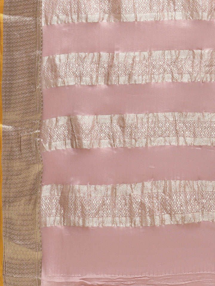 Brocade Zari Jaal Crepe Plain Saree