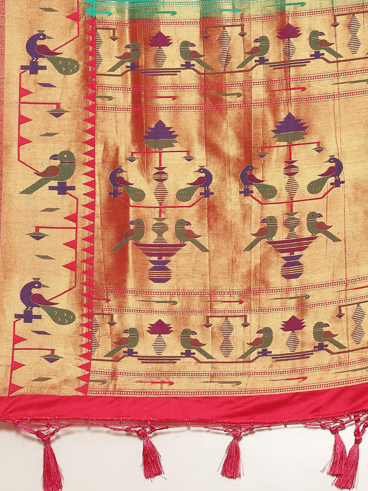 Paithani Silk Saree With Contrast Blouse