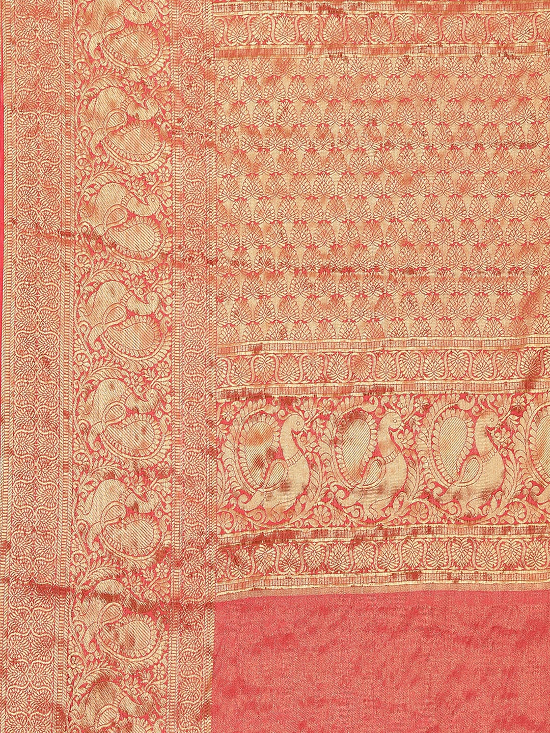 Brocade Zari Jaal Art Handloom Saree With Running Blouse