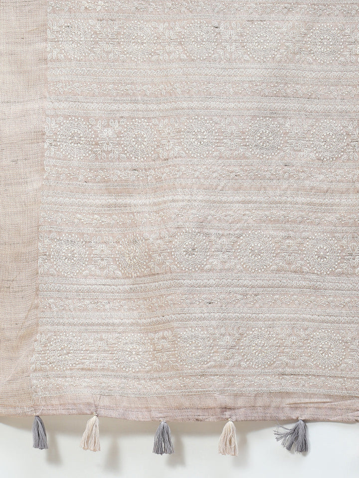 Plain Woven Tusser Saree