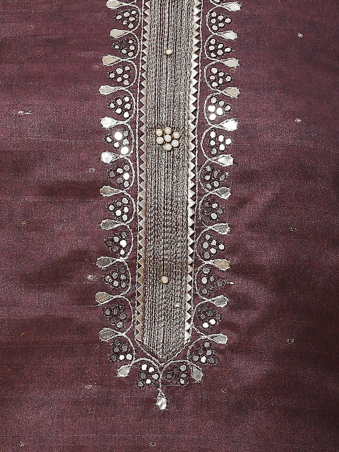 Neck Embroidered Chanderi Unstitched Suit Piece With Dupatta