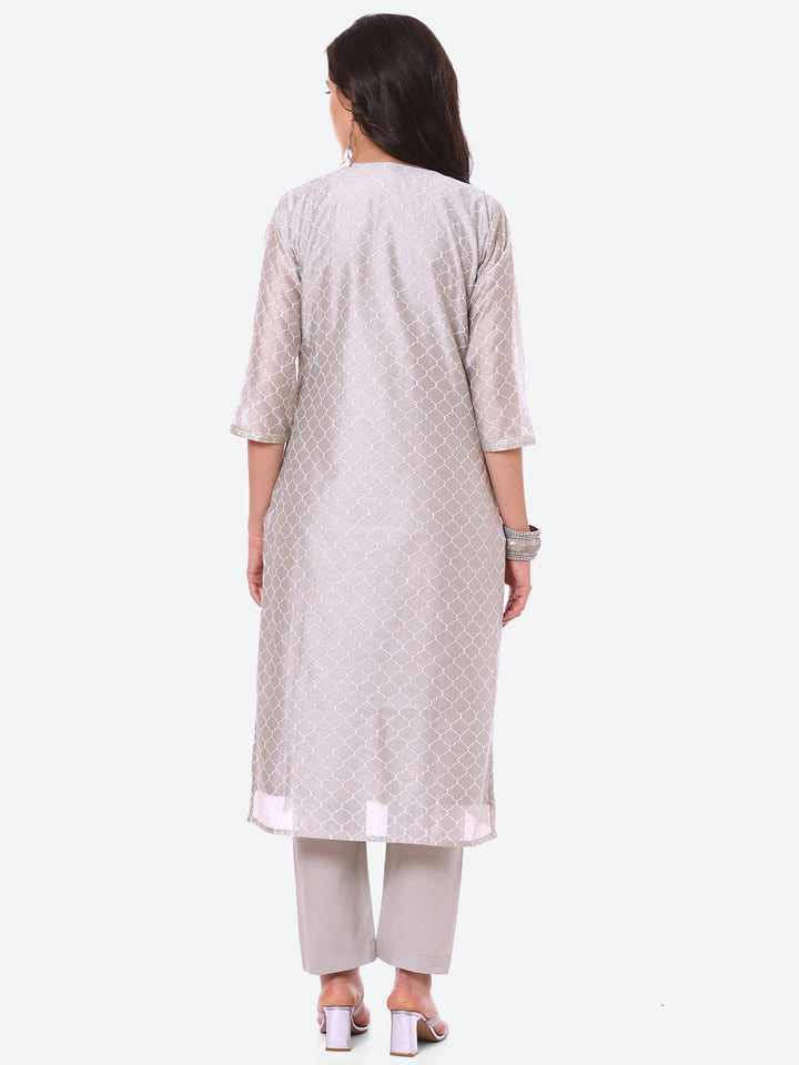 Sequence Work Printed Chanderi Kurta With Pant