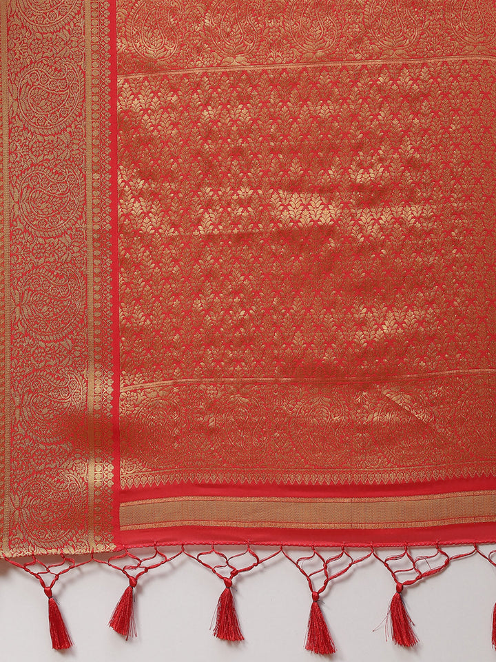 Zari Border Booti Art Handloom Woven Saree