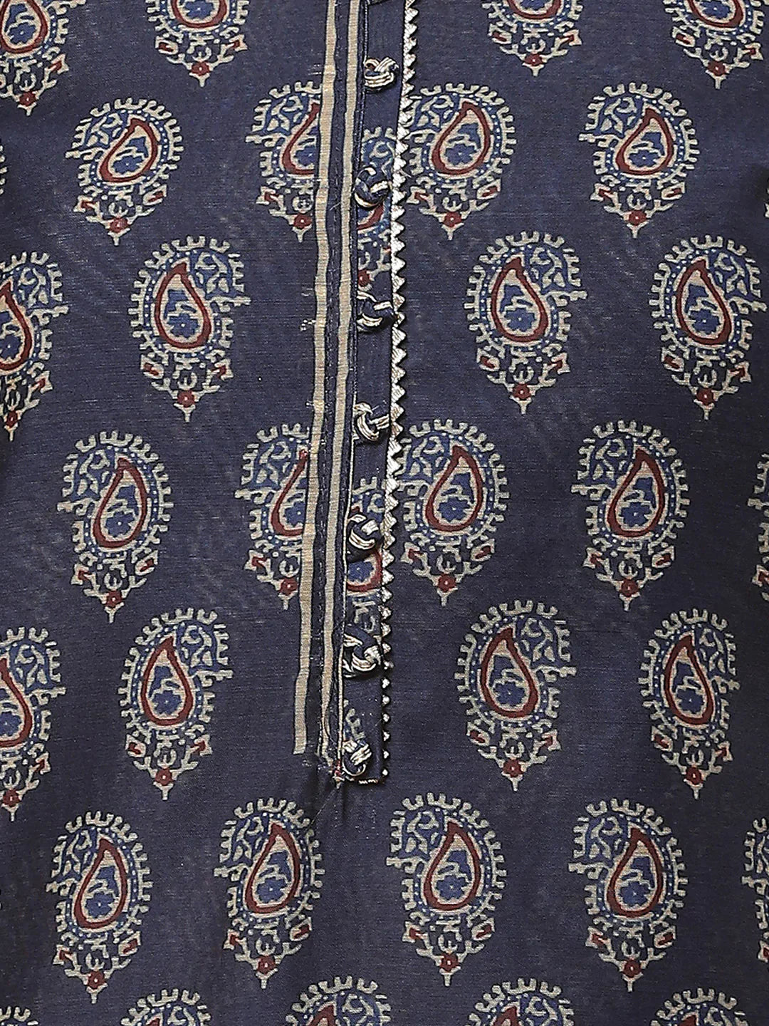 Indigo Printed Chanderi Unstitched Suit Piece With Dupatta