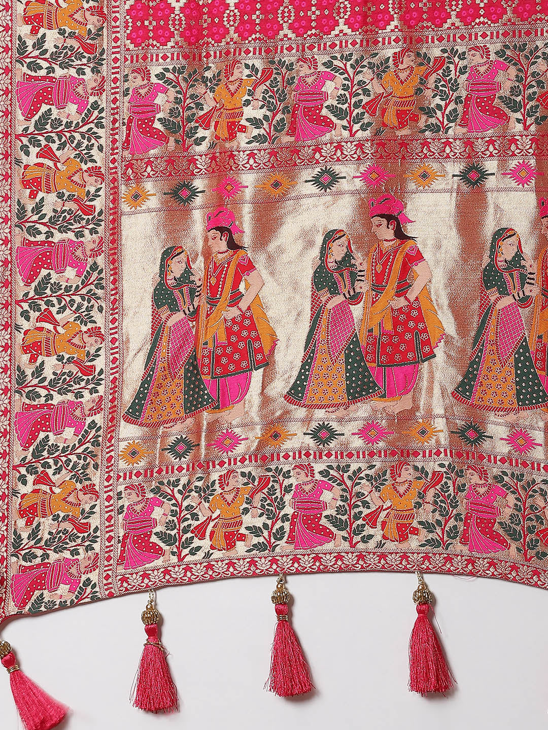 Bandhej Printed Banarsi Woven Saree