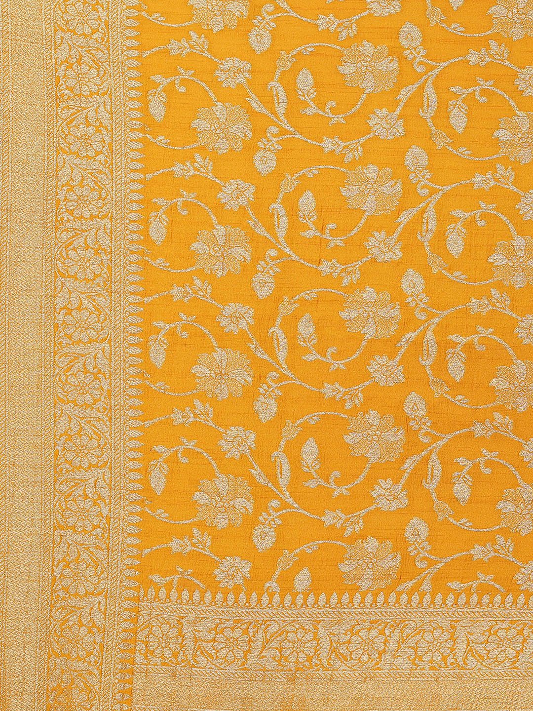 Floral Zari Jaal Tussar Plain Saree