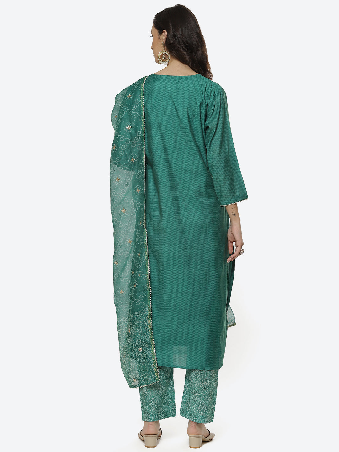 Printed Cotton Kurti With Pant And Dupatta