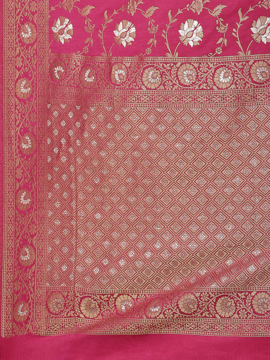 Floral Zari Border Handloom Woven Saree