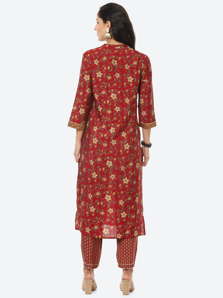 Floral Printed Muslin Kurti With Pant