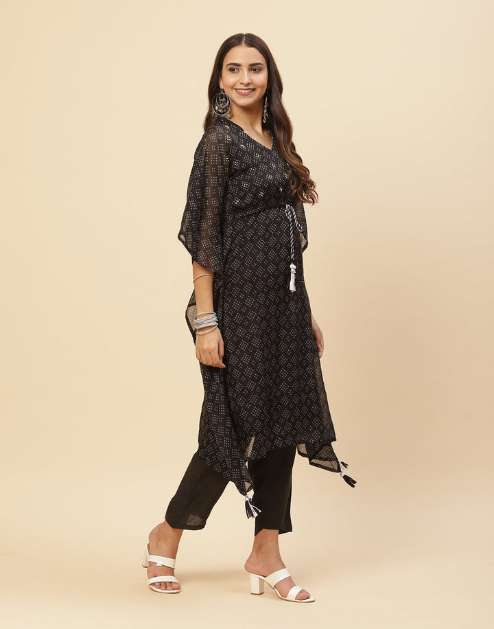 Printed Organza Kaftan Kurti With Pant