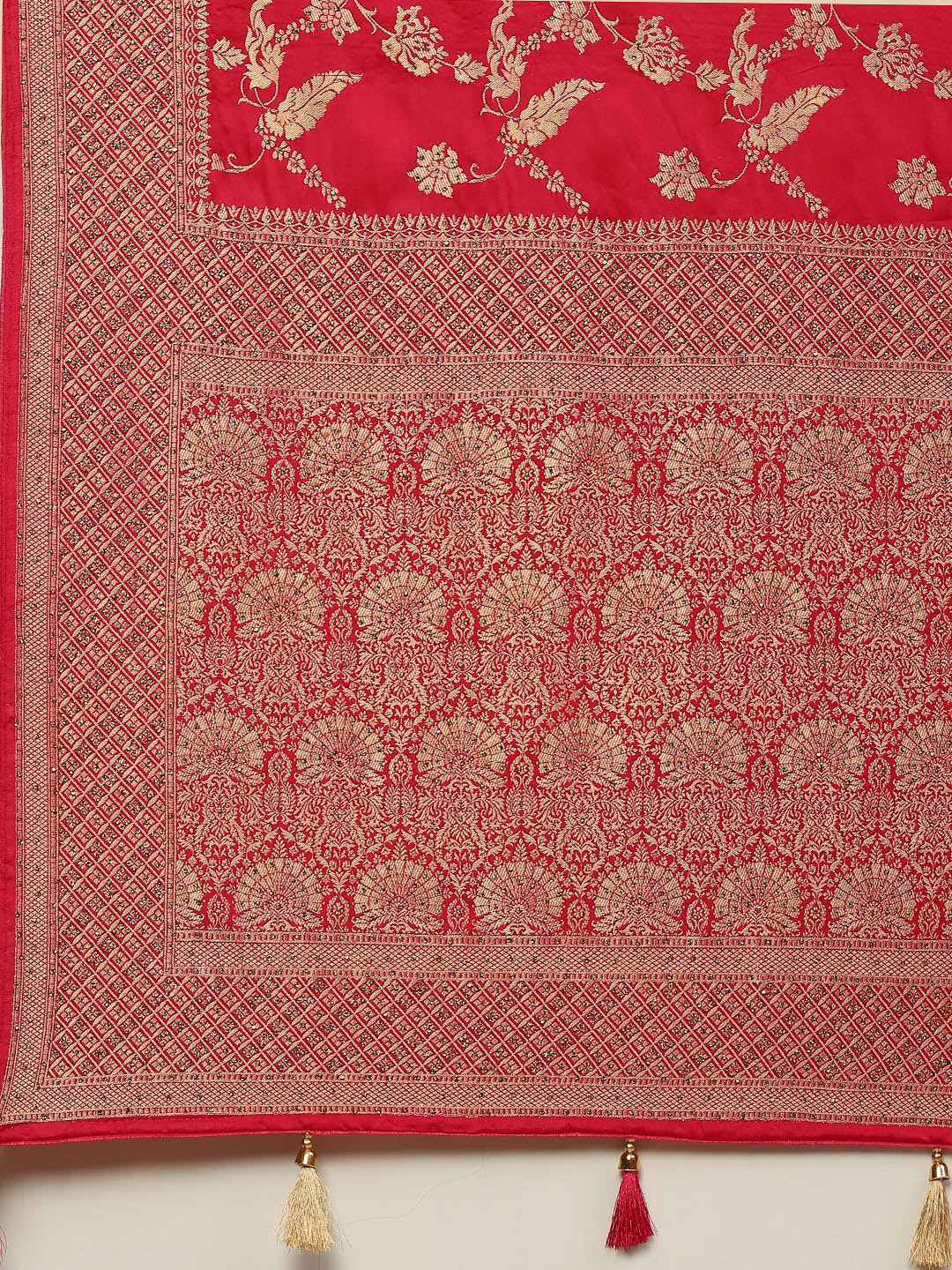 Floral Stone Jaal Satin Woven Saree