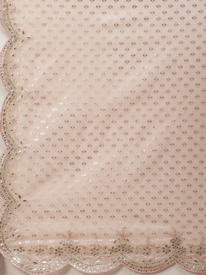Mirror Work Embroidered Organza Saree