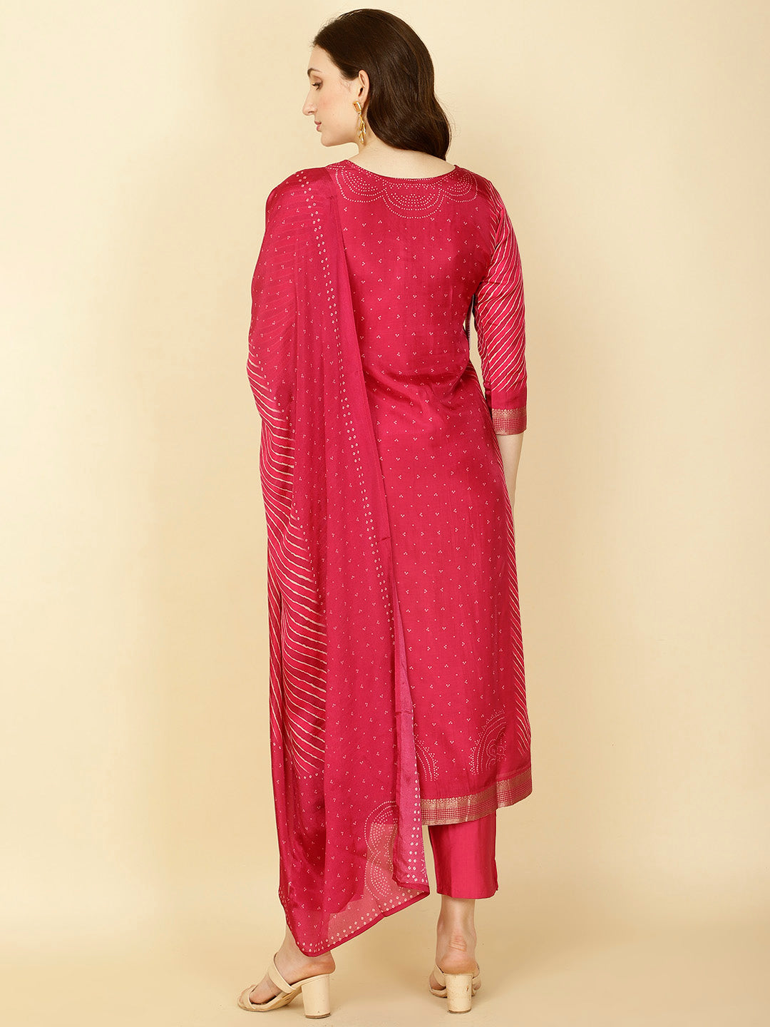Abstract Printed Handloom Kurta With Pants &amp; Dupatta