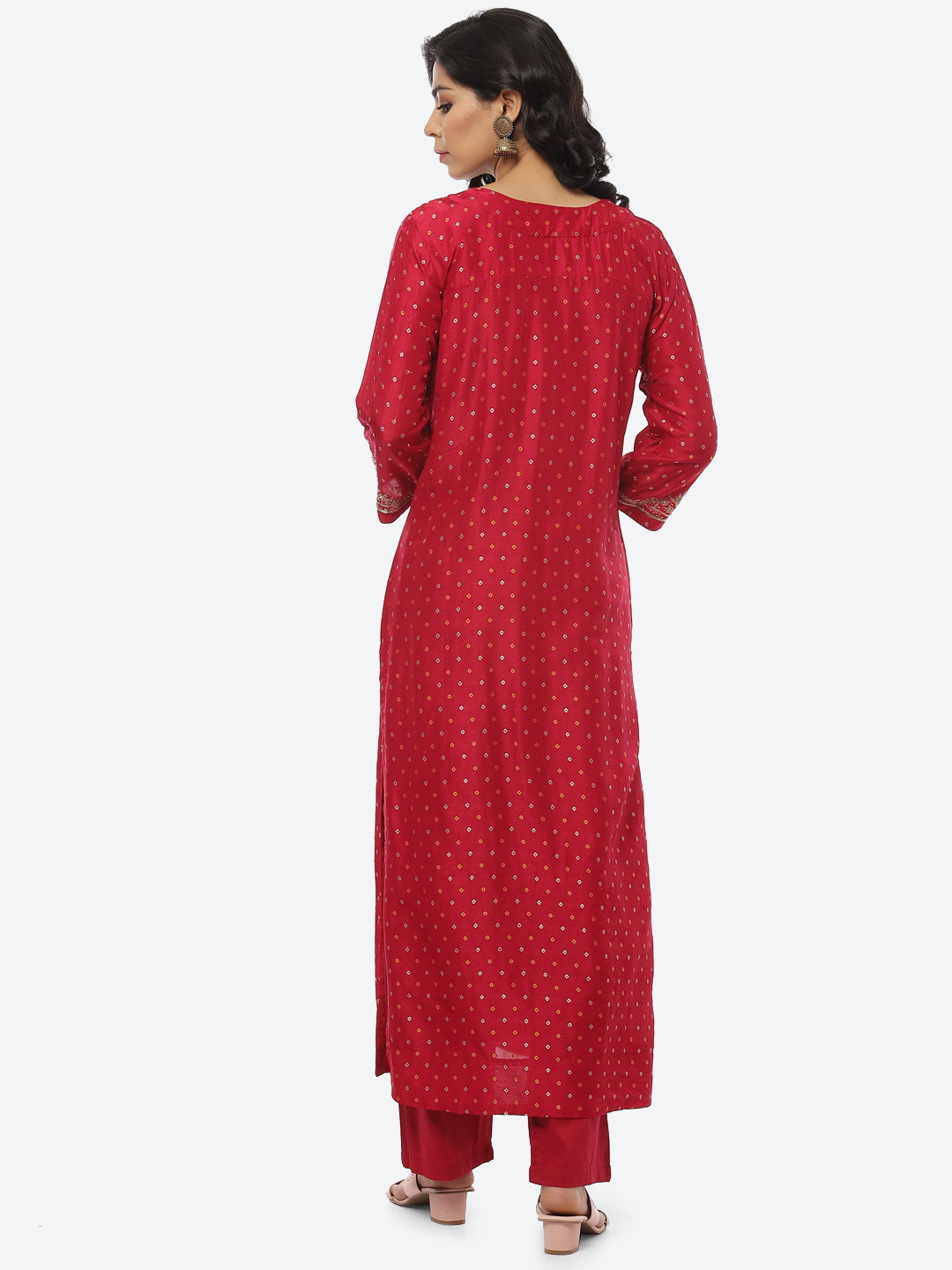 Printed Gota Patti Chanderi Kurti With Pant