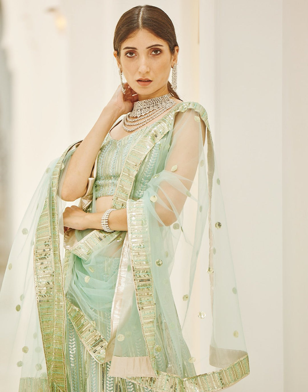 Sequence Embroidered Georgette Lehenga With Net Dupatta