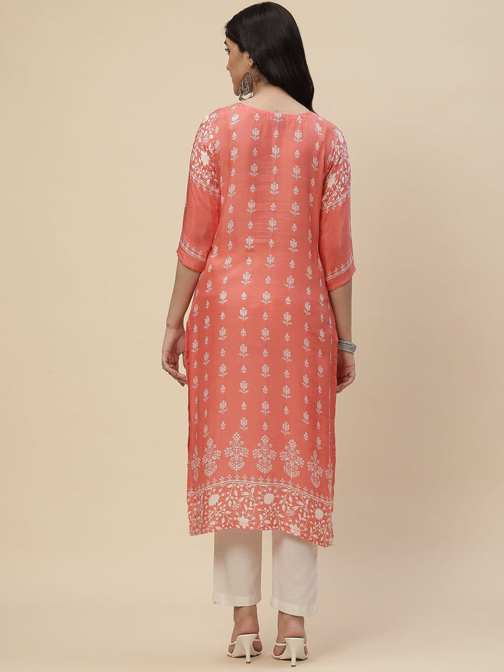 Neck Mirror Work  Printed Cotton Kurta