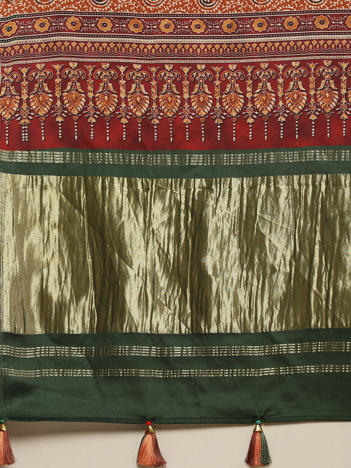 Bandhani Printed Satin Saree