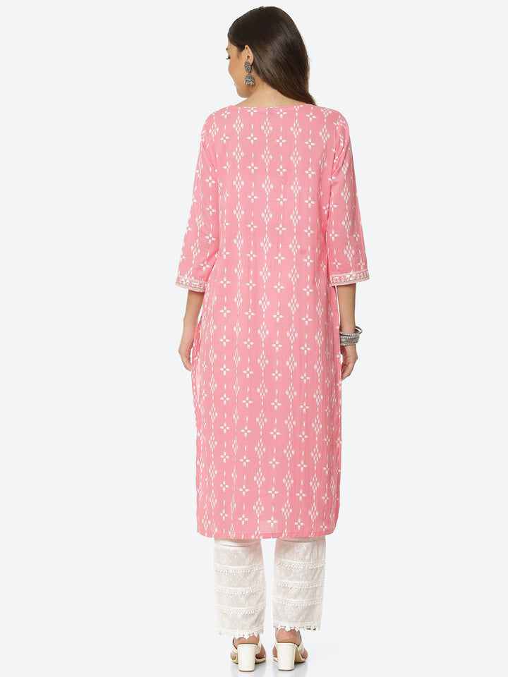 Sequin Work Printed Cotton Kurta