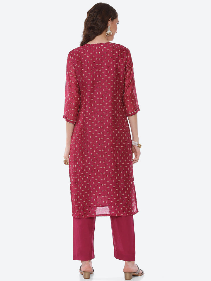 Mirror Gota Border Chanderi Kurta With Pant