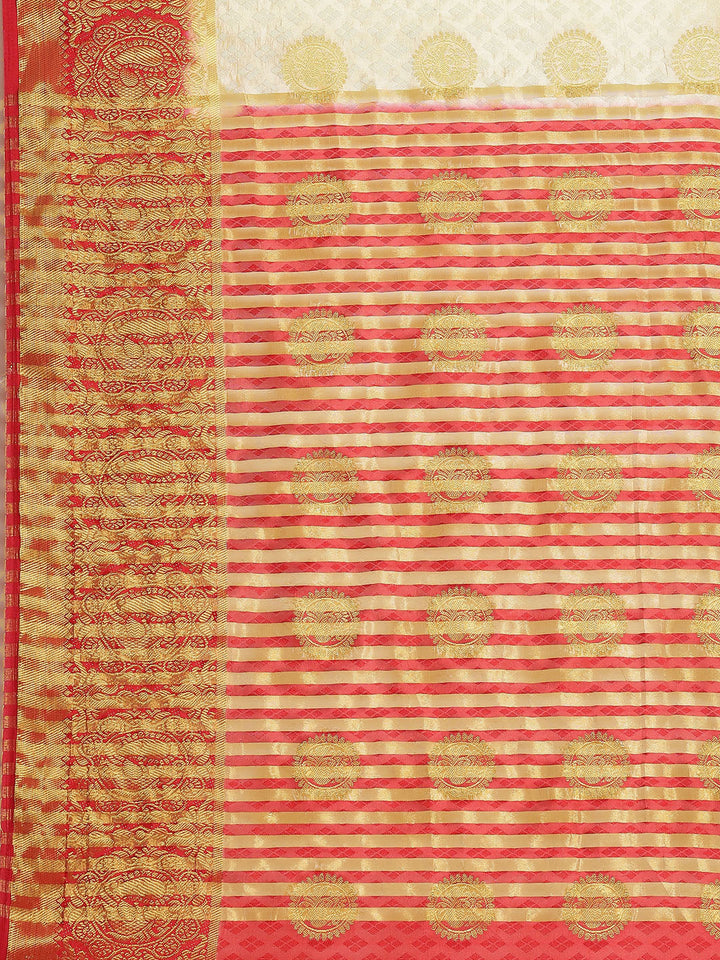 Zari Border Booti Art Handloom Woven Saree