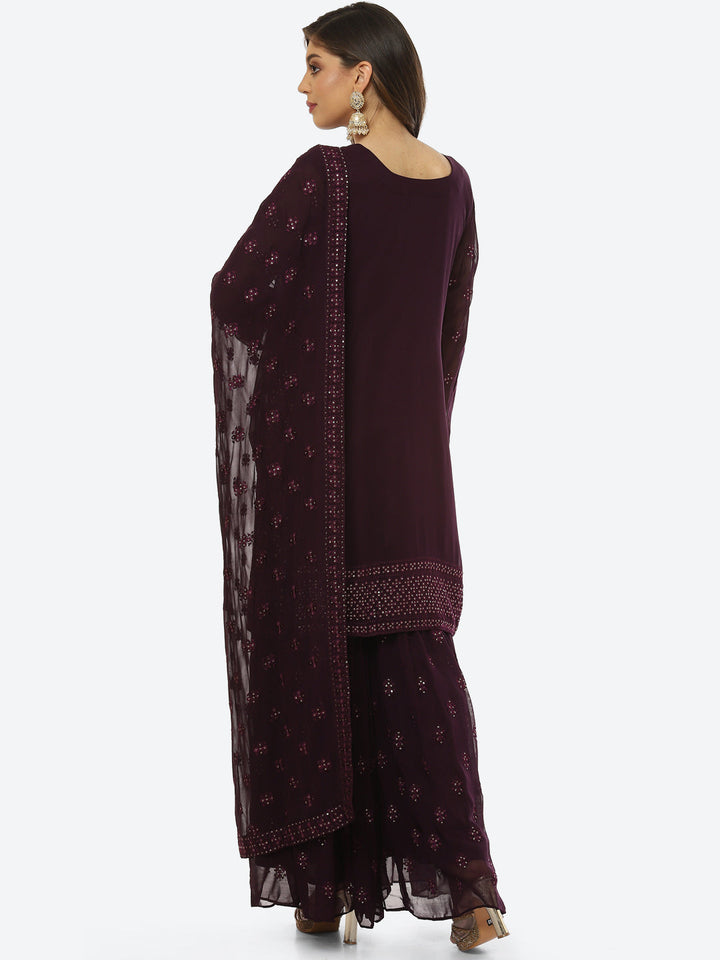 Resham Sequin Booti Georgette kurti With Garara &amp; Dupatta