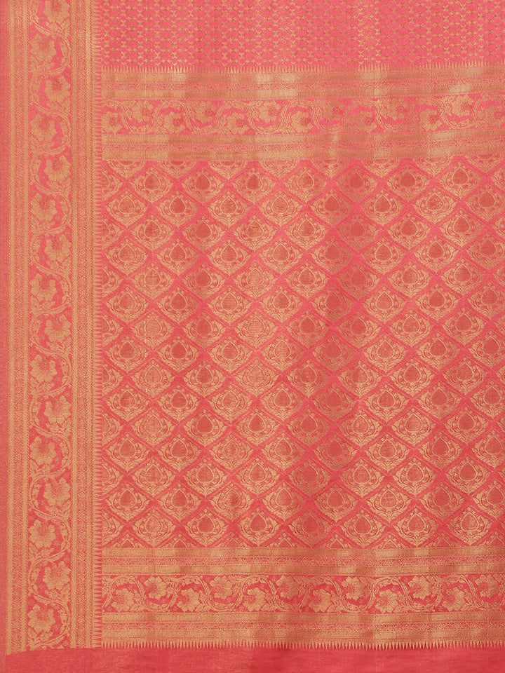 Brocade Zari Booti Satin Woven Saree