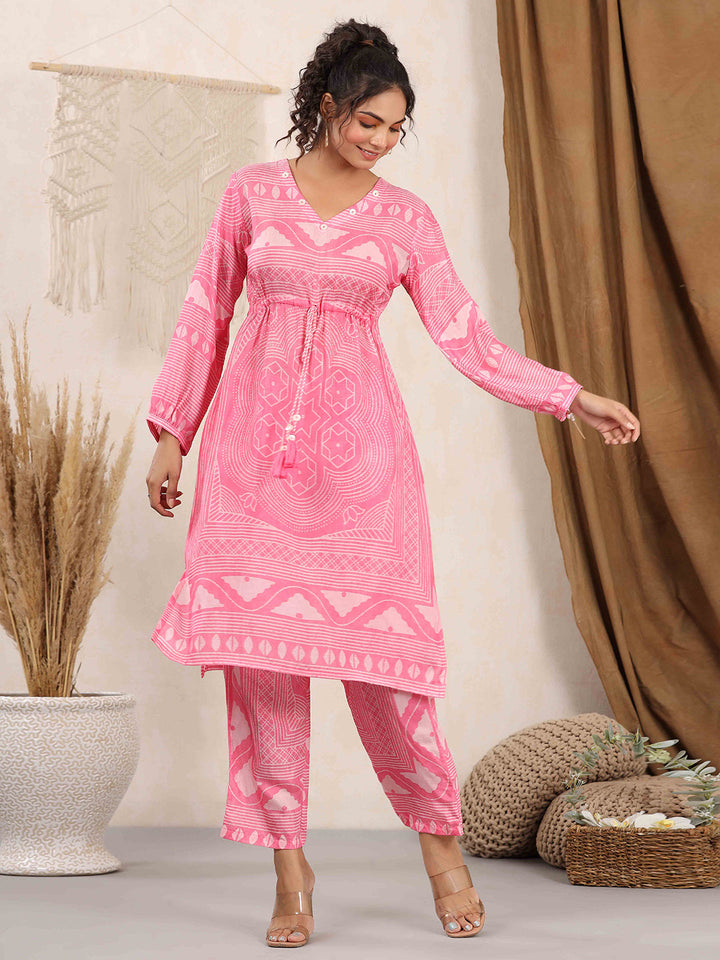 Printed Muslin Kurta With Pants