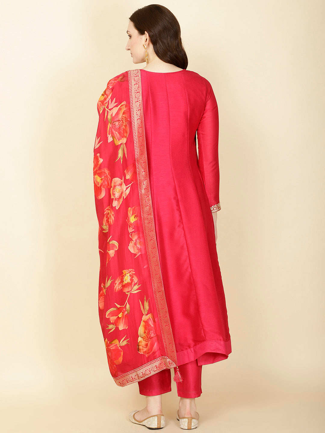 Neck Embroidery Handloom Kurta With Pants &amp; Dupatta