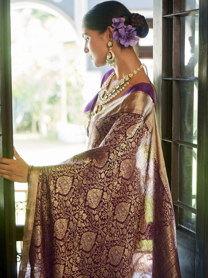 Brocade Crepe Plain Saree