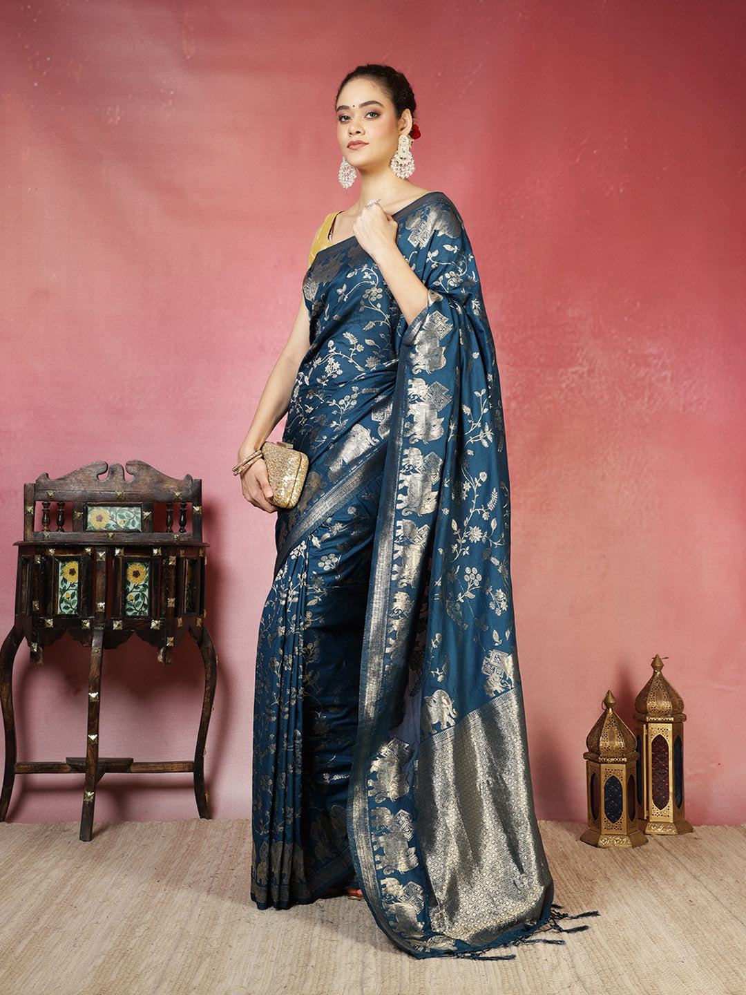 Embroidered Crepe Saree