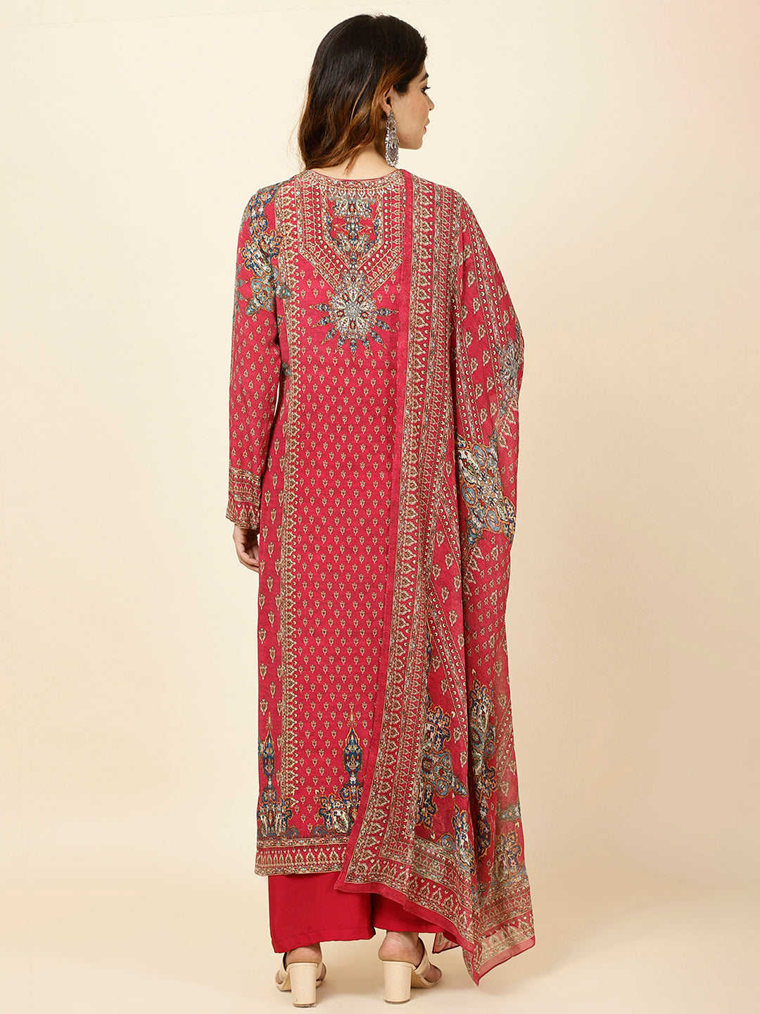 Digitally Printed Crepe Kurta With Palazzo &amp; Dupatta