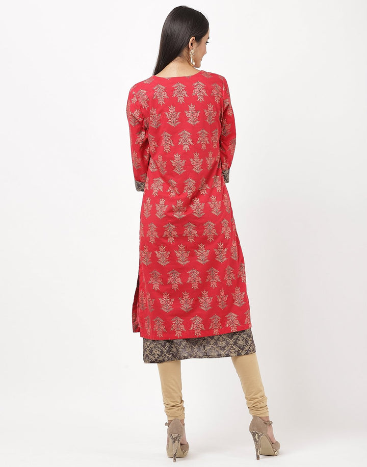 MBZ Meena Bazaar-Red Cotton Kurti