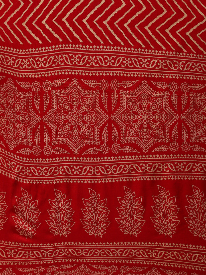 Zig Zag Printed Satin Saree