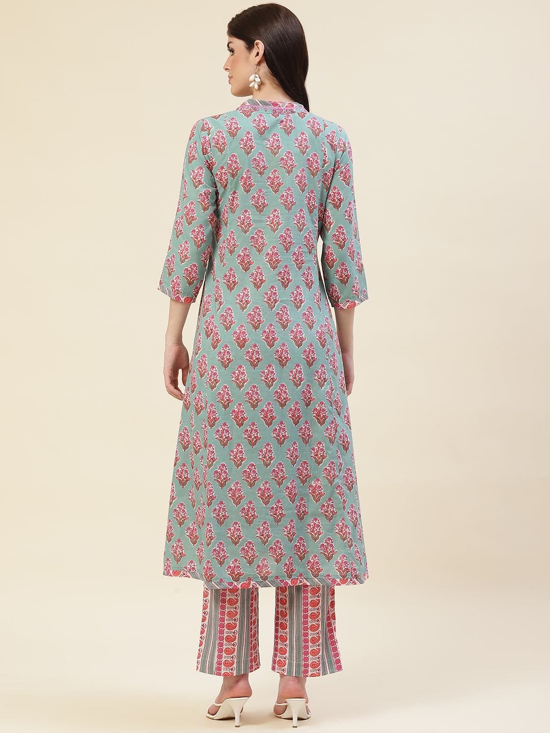 Floral Printed Cotton Kurta With Pants