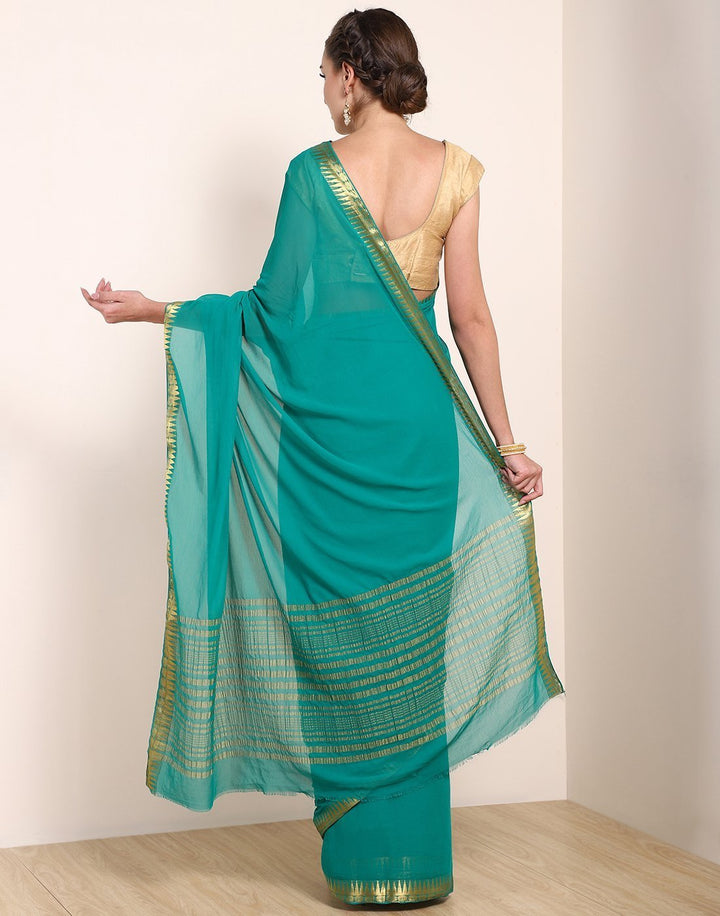 MBZ Meena Bazaar-Navy Blue Art Chiffon Saree