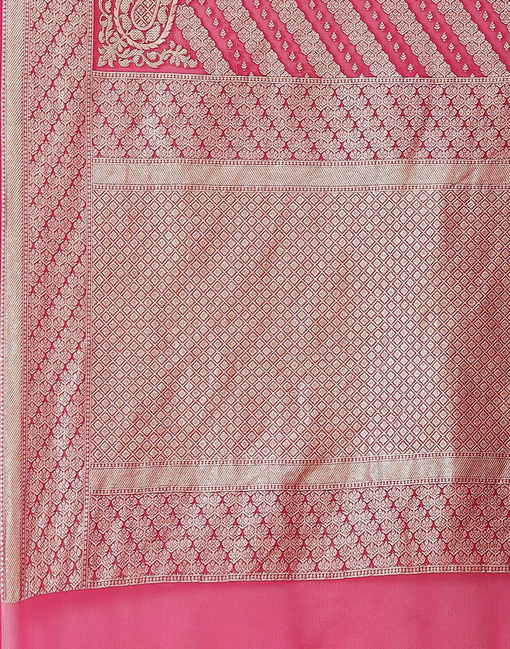 MBZ Meena Bazaar-Rani Georgette Banarasi Khaddi Saree