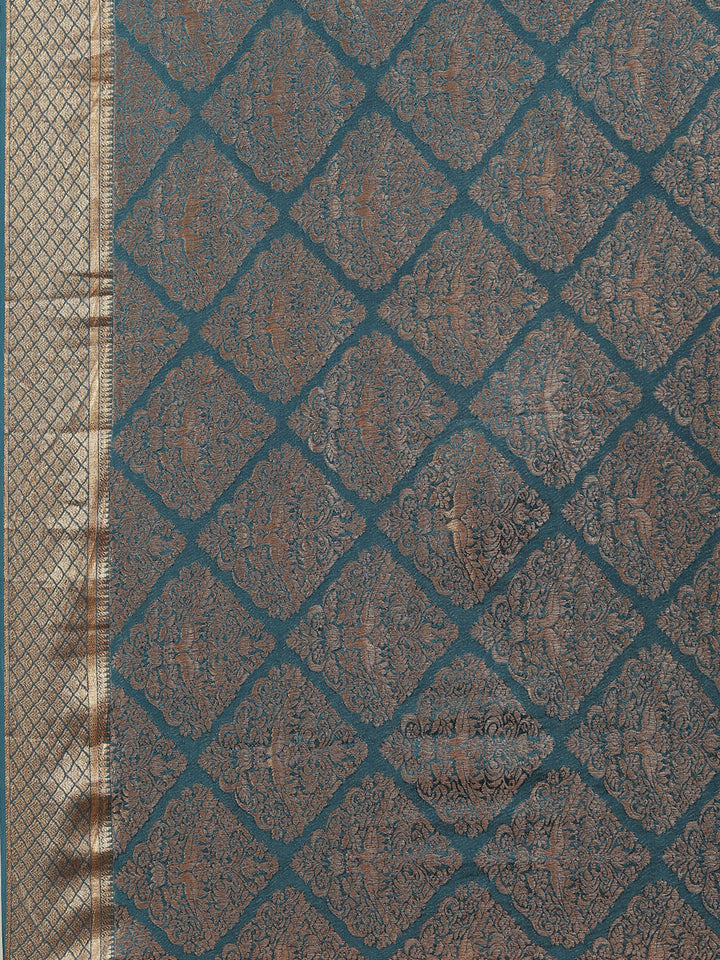 Antique Brocade Jaal Crepe Plain Saree