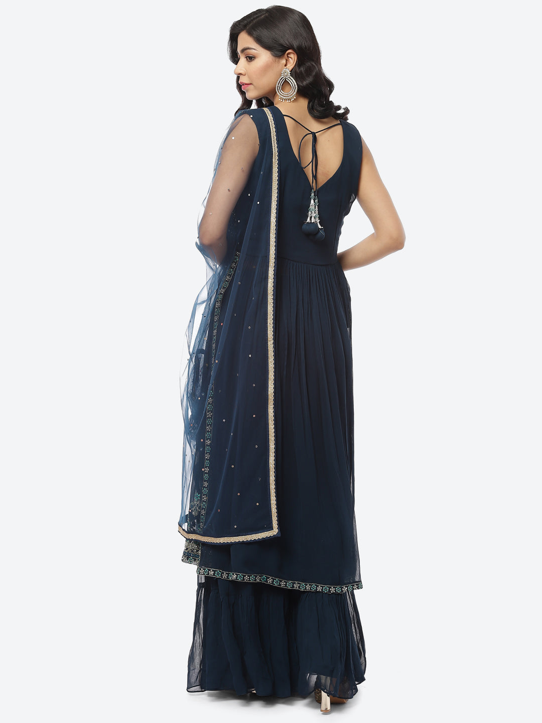 Resham Mirror Booti Georgette Stitched Salwar Kameez With Net Dupatta
