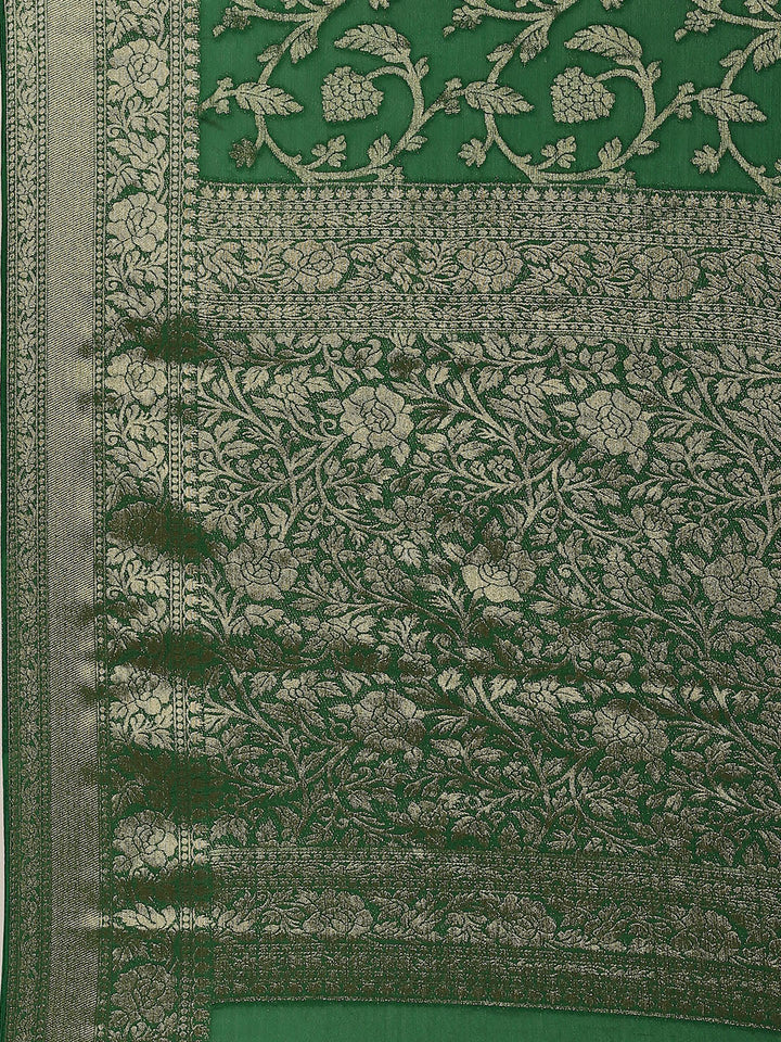 Floral Zari Jaal Chiffon Plain Saree