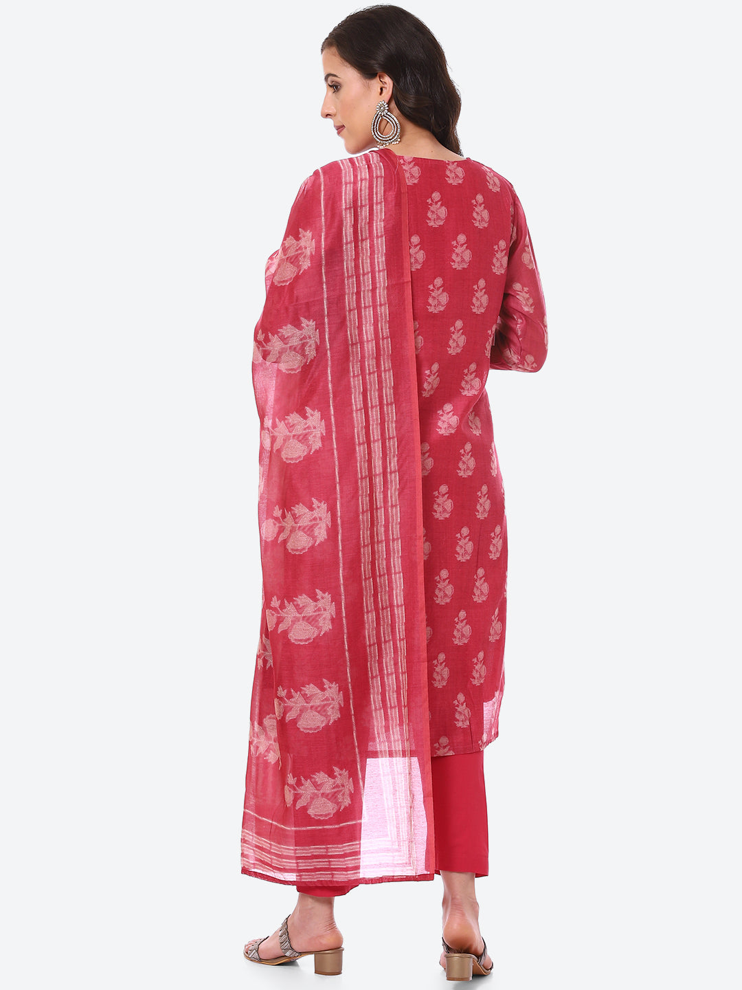 Floral Printed Embroidered Kurta With Pant &amp; Dupatta