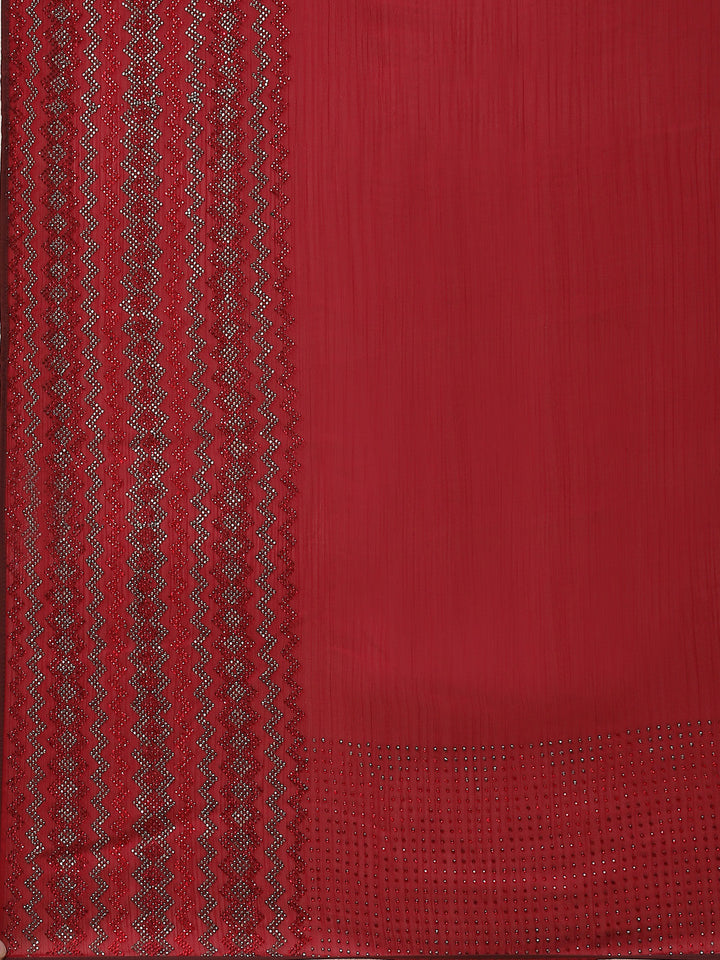 Stone Embroidered Crepe Saree