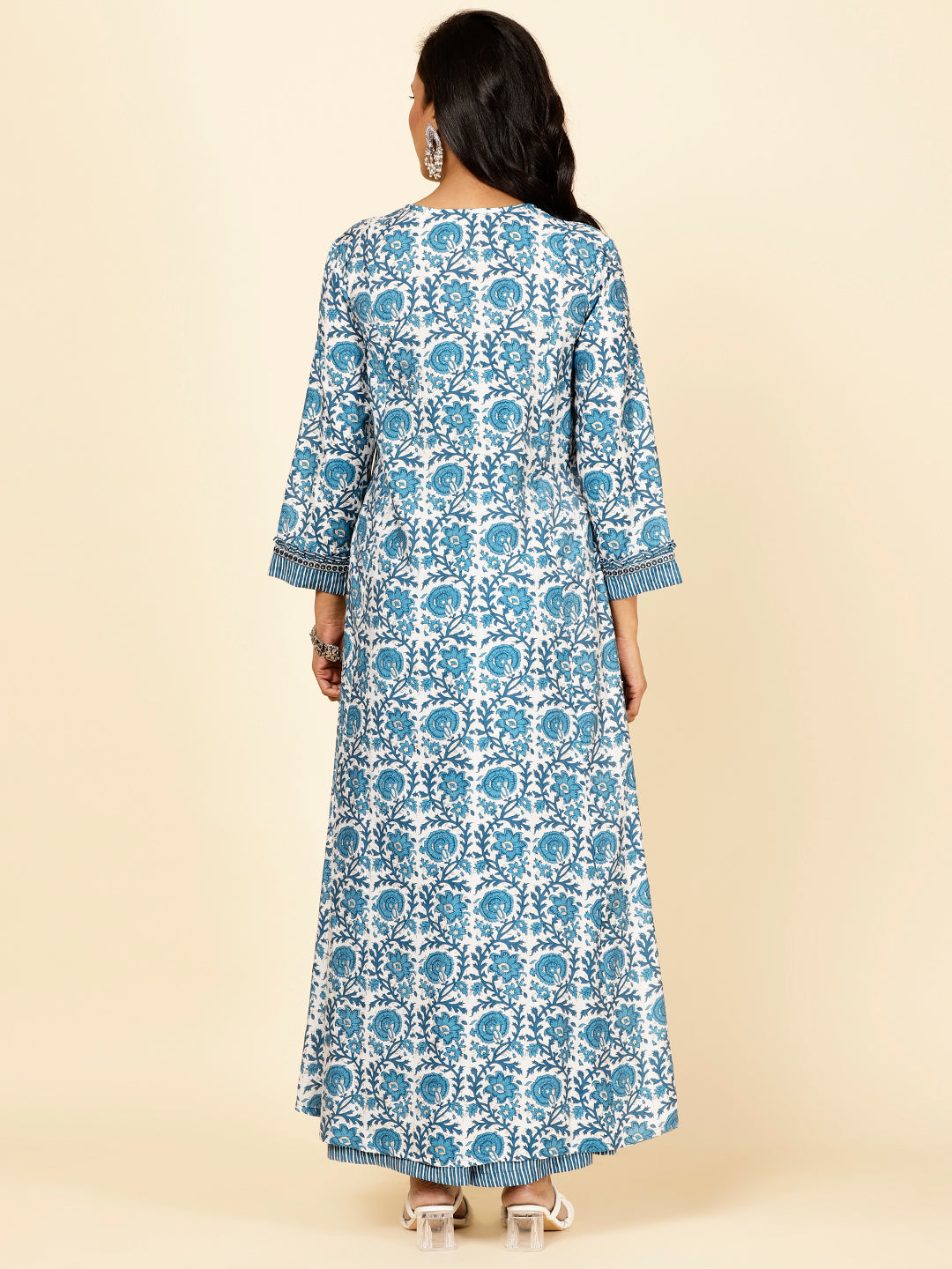 Floral Printed Chanderi Kurta With Palazzo