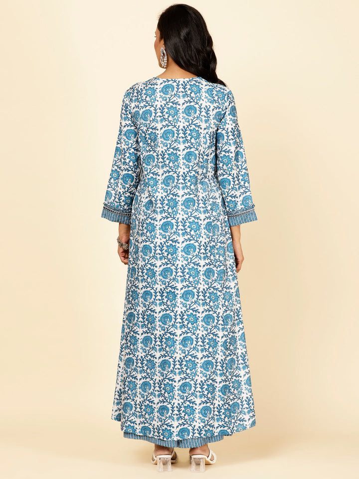 Floral Printed Chanderi Kurta With Palazzo
