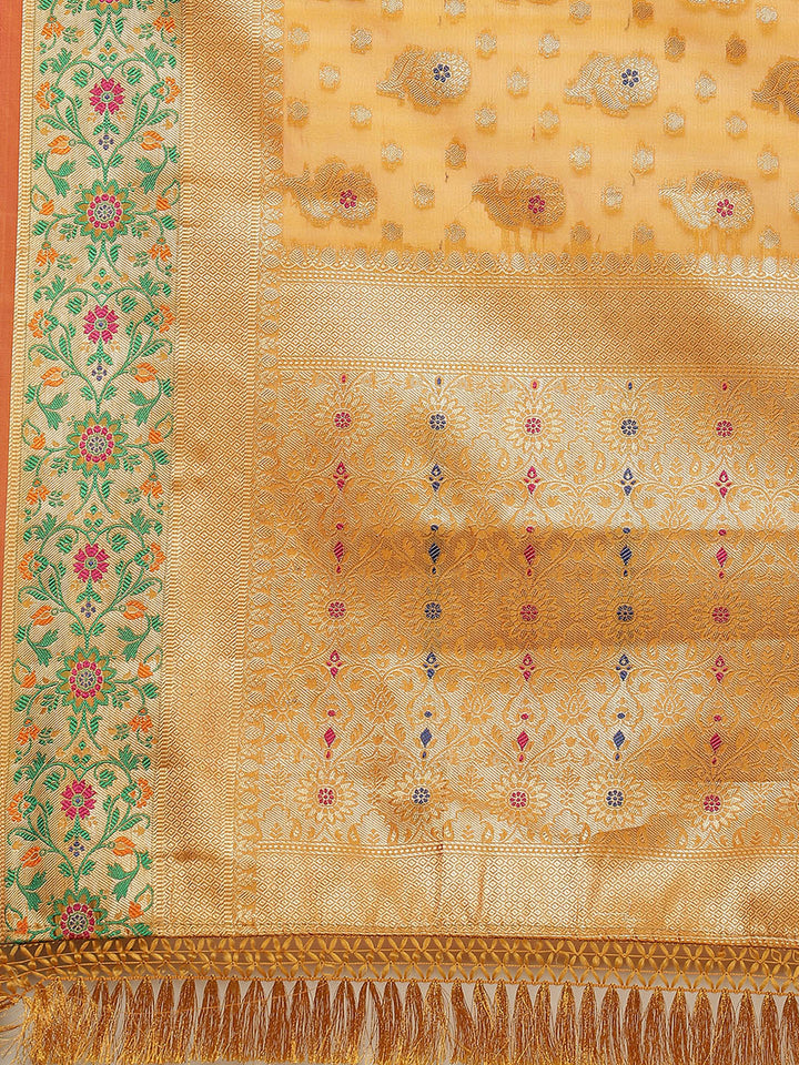 Zari Border Booti Cotton Woven Saree