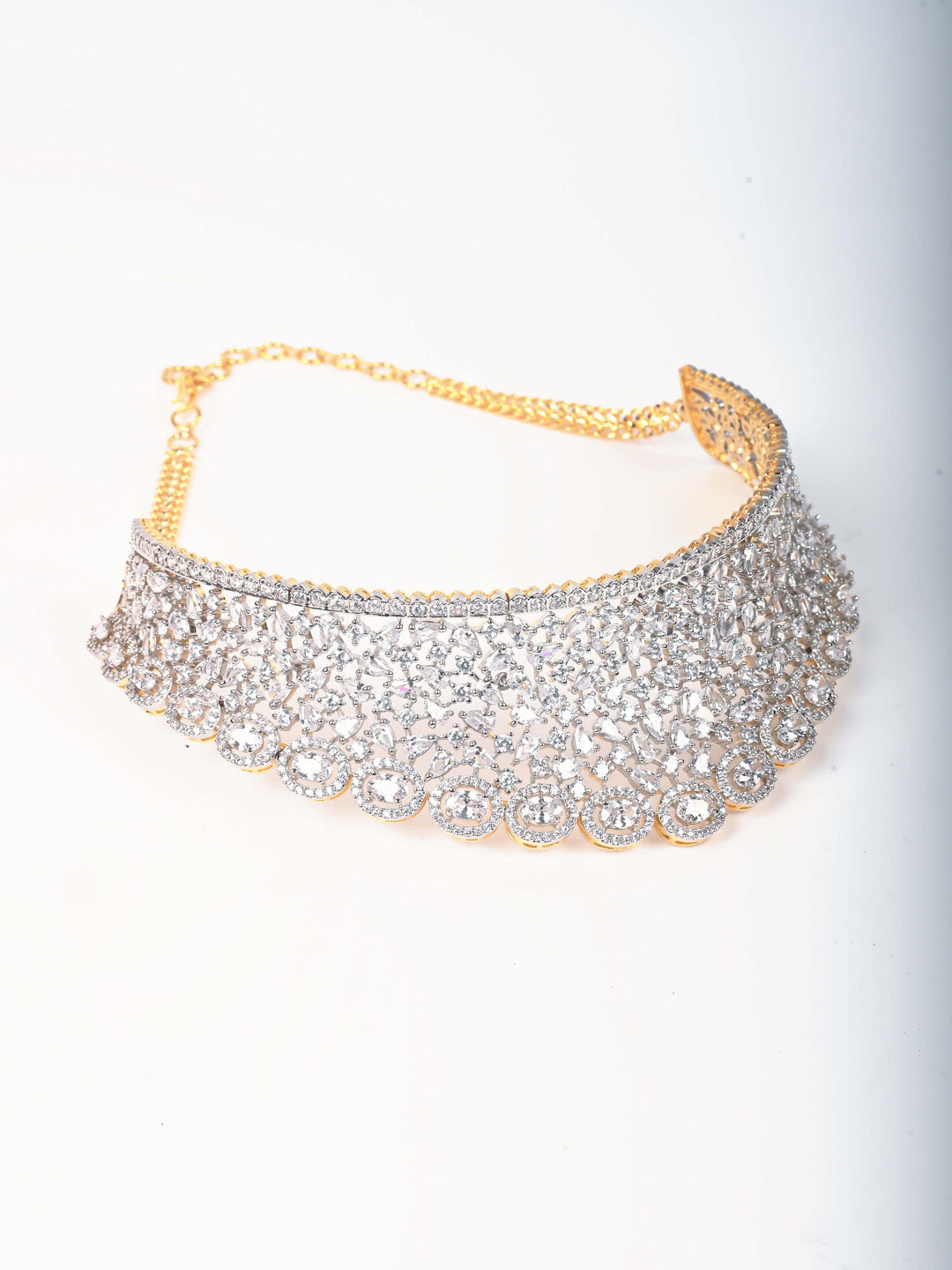 Silver AD Necklace Set With Earrings