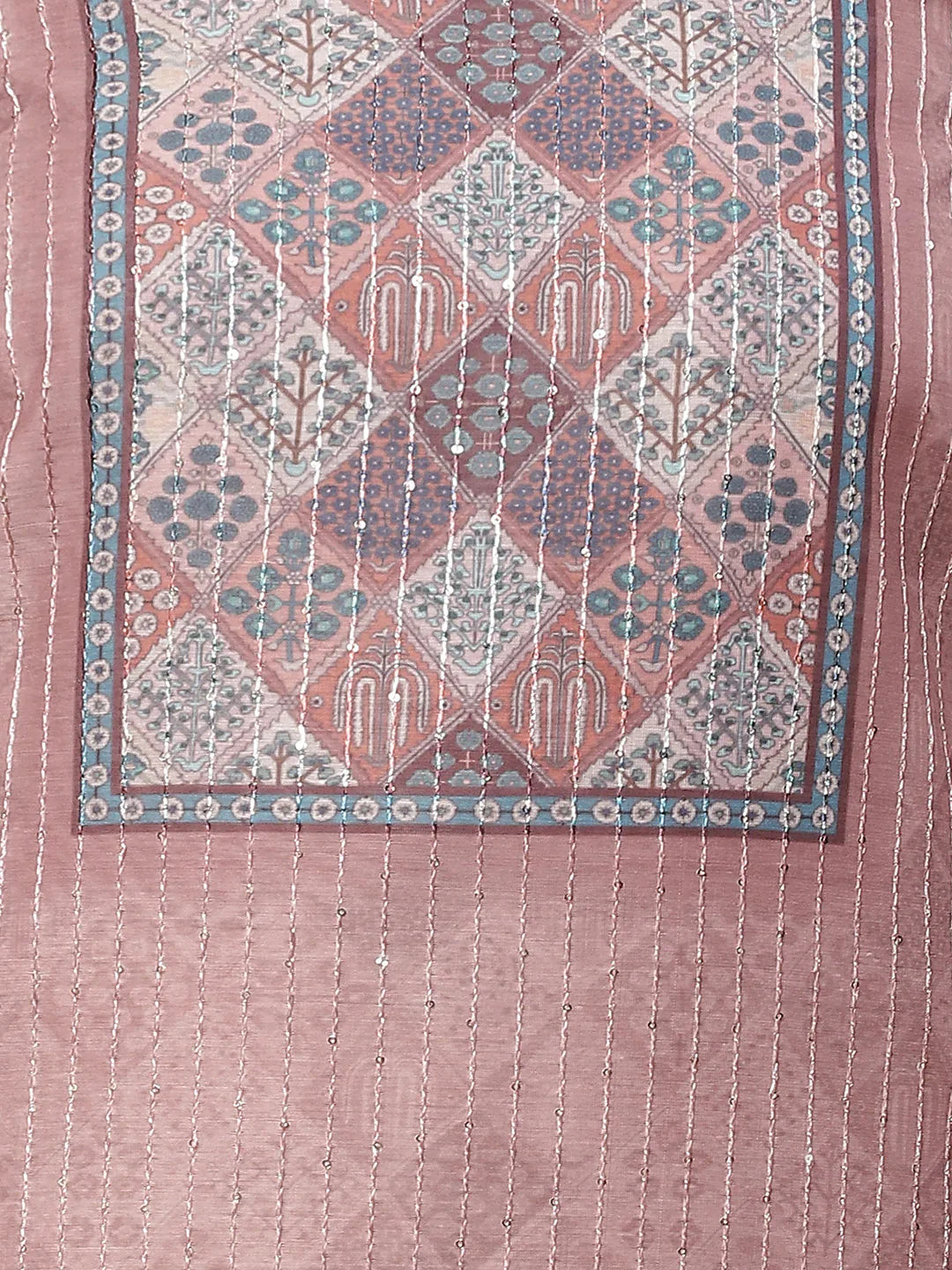 Neck Embroidered Chanderi Unstitched Suit Piece With Dupatta