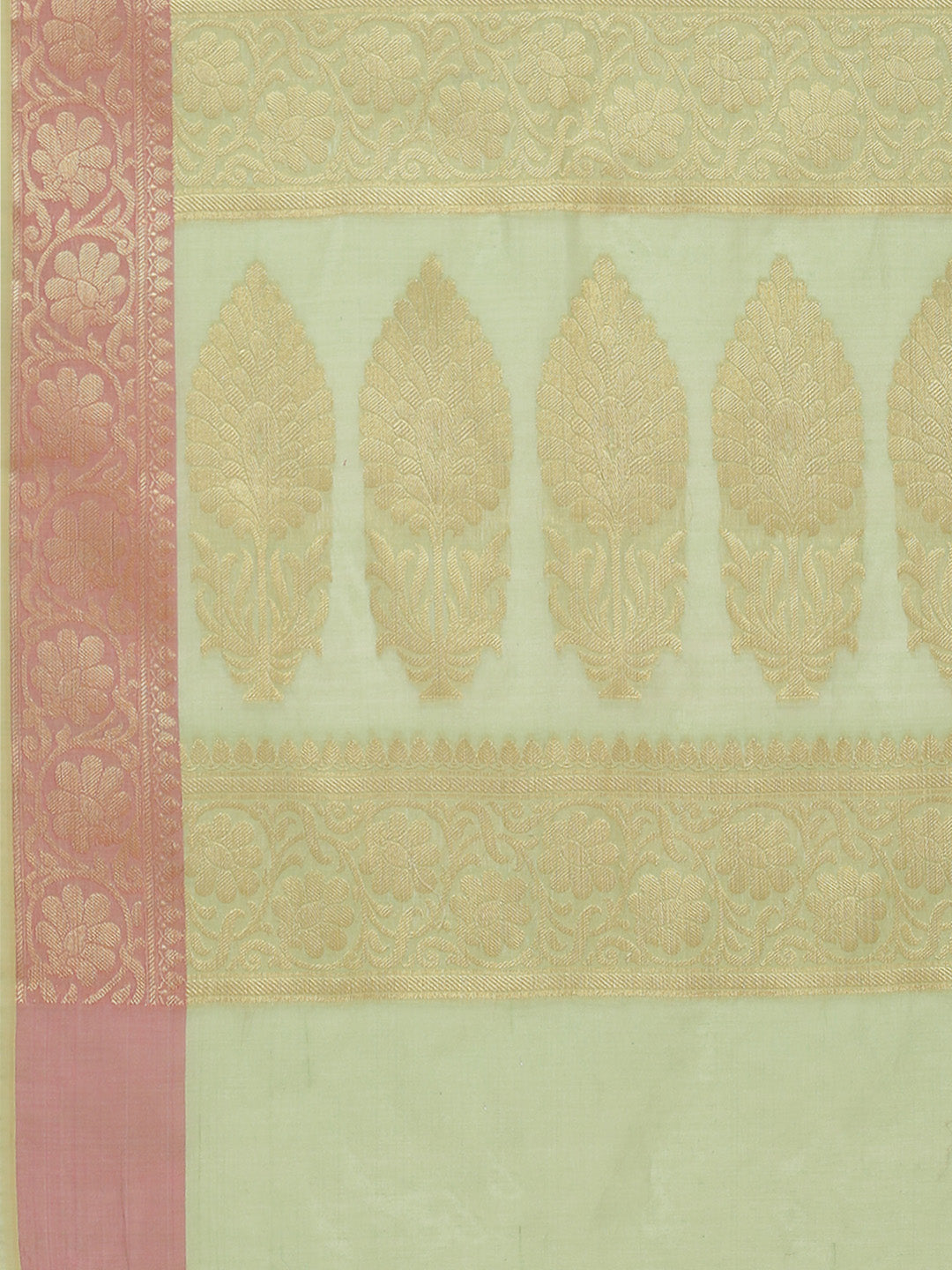 Plain Zari Booti Woven Cotton Saree