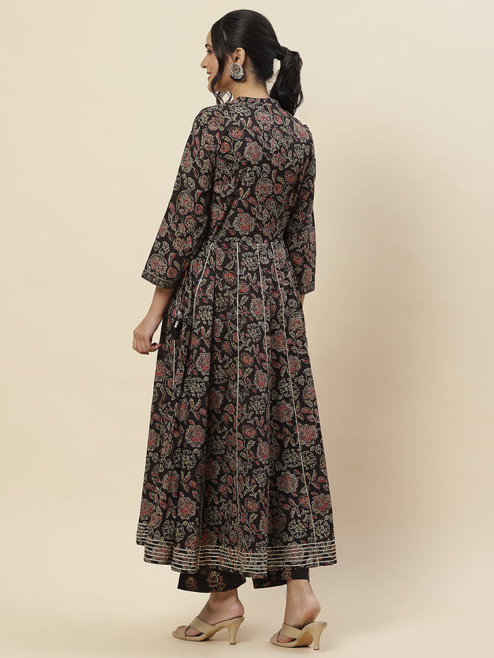 Floral Printed Cotton Kurta With Pants