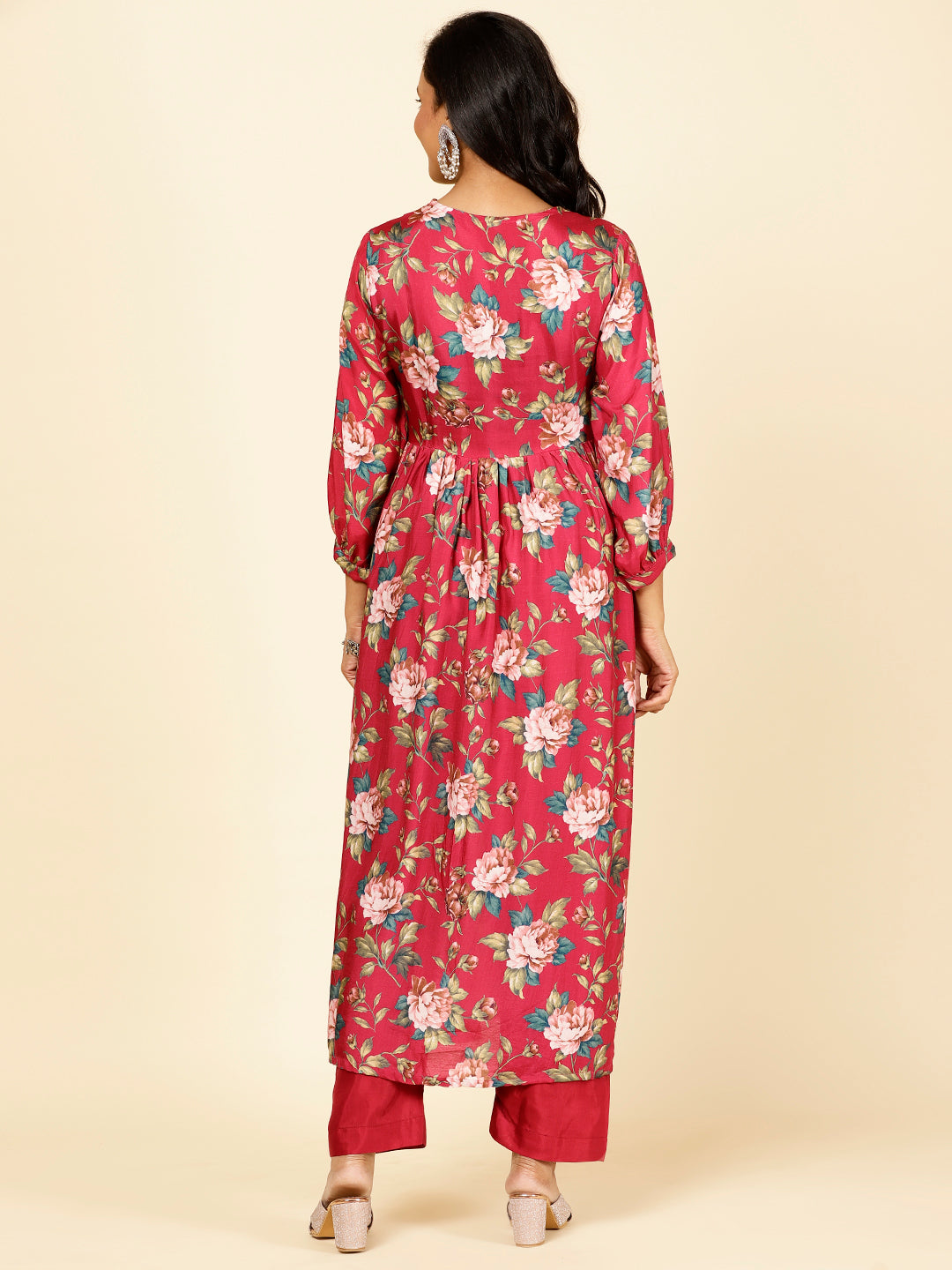 Floral Printed Muslin Kurta With Pants