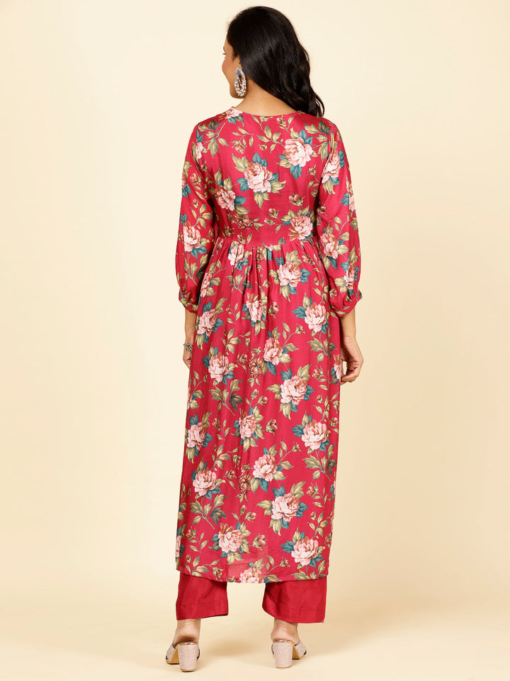 Floral Printed Muslin Kurta With Pants